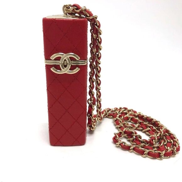 CHANEL CC Mark CC Lip case ChainShoulder Accessory case Leather Red/GoldHardware - Picture 9 of 11